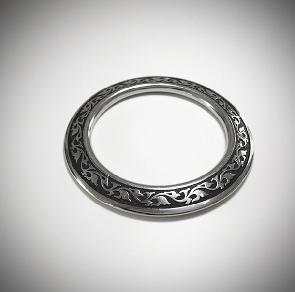 Stainless Steel Jeremiah Watt Breast Collar Ring With Black Accents